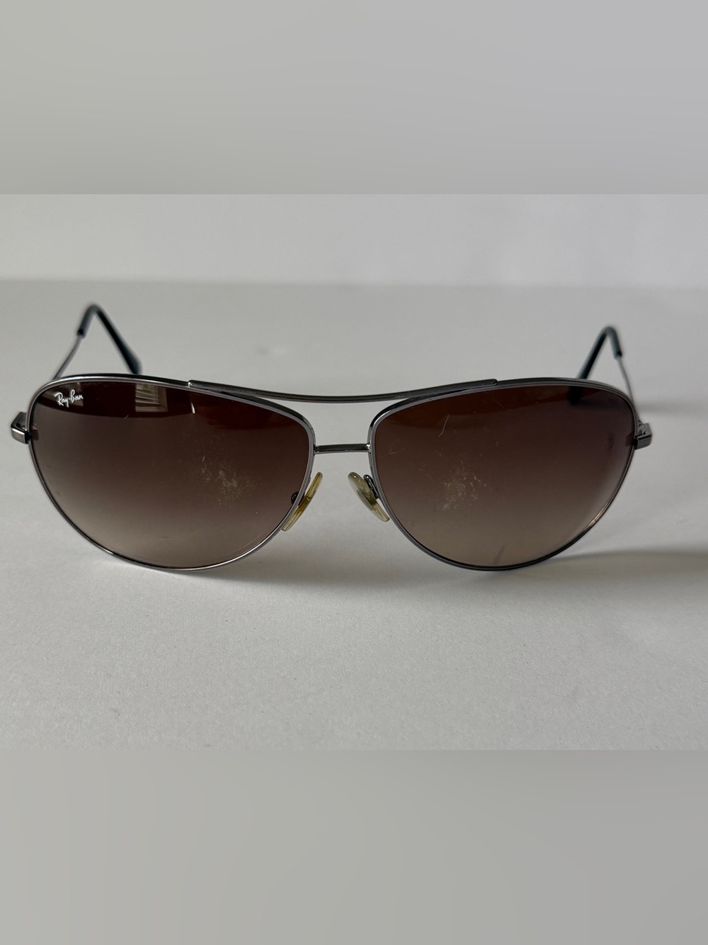 Ray-Ban Men’s Aviator Sunglasses - Silver Frame with Brown Gradient Lenses